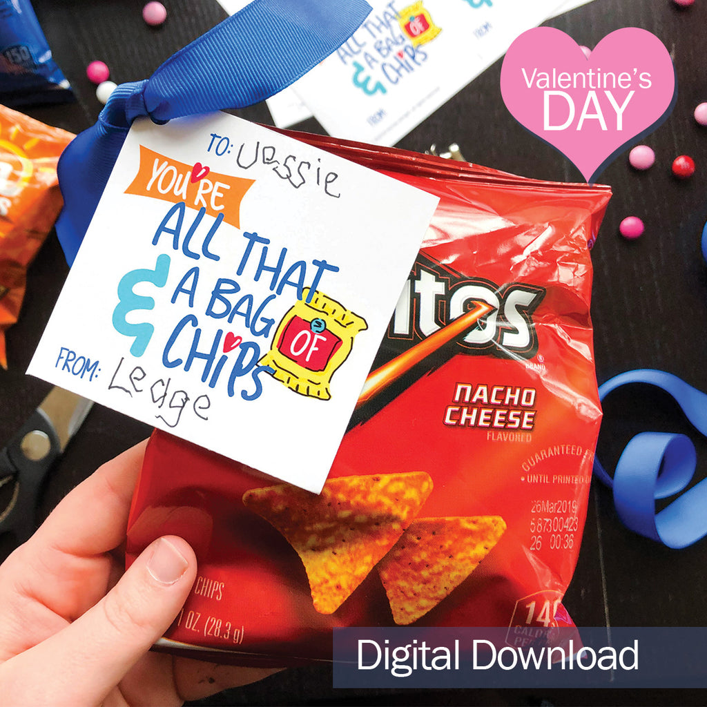 FREE Digital Download | You're All That and a Bag of Chips | Valentine's Day Tags | Print-ready, Delivered Instantly