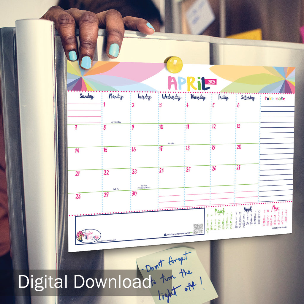 FREE Digital Download | April 2024 Monthly View Calendar | Print-ready, Delivered Instantly