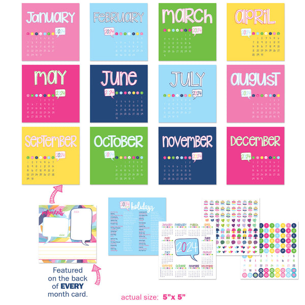 DOORBUSTER! 2024 Mini Desktop Calendars Stickers Included Denise