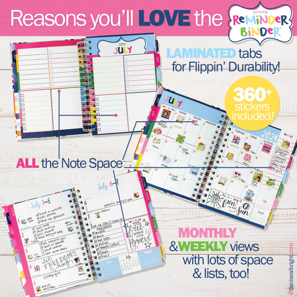NEW! Dream Planner Bundle | 2024-25 Reminder Binder® + 2 Planner Pads, Pocket Notebook & Mini Desktop Calendar | SHIPS NOW