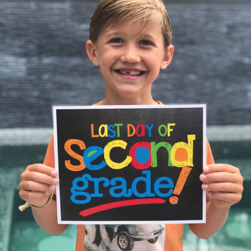 First & Last Day of School Signs | Photo Prop Deck | 17 Grades including T-K | Pastel Chalk - Denise Albright® 