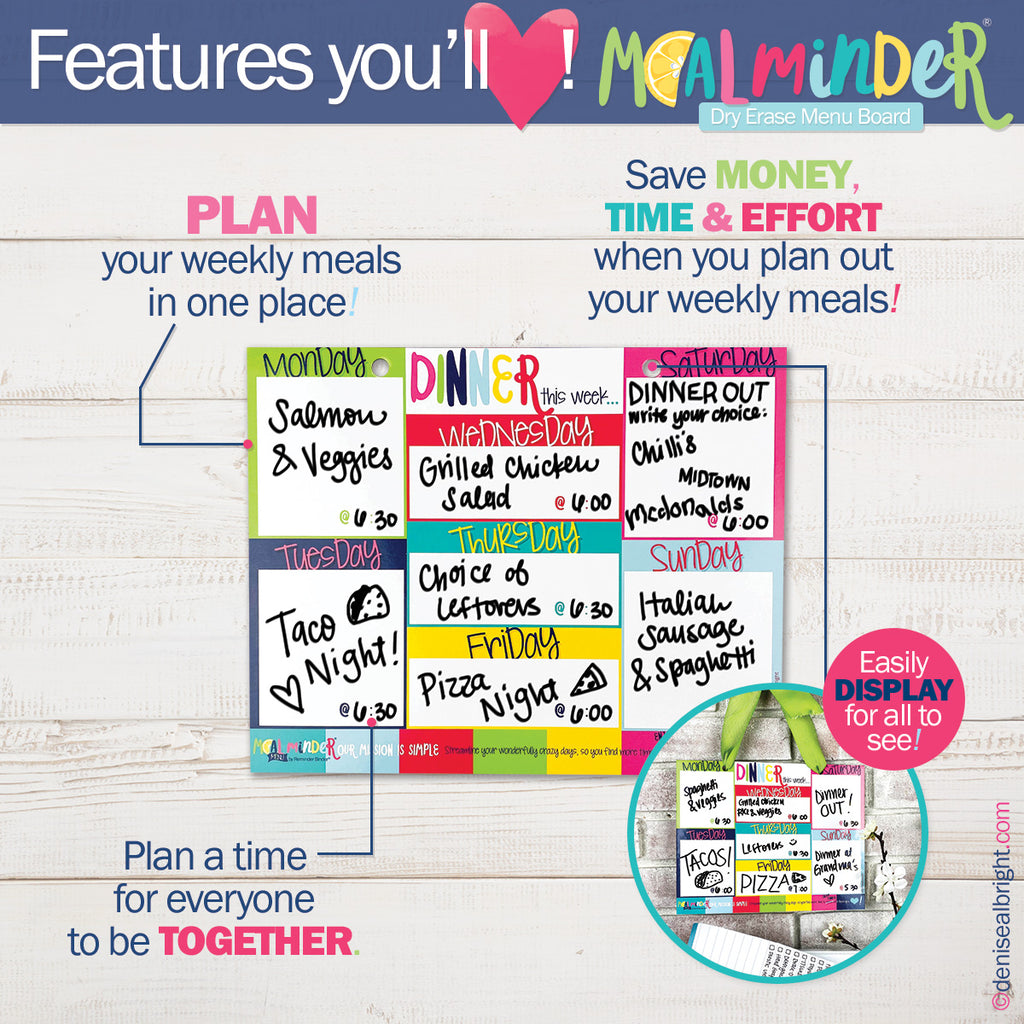 Meal Minder® Weekly Menu Planner Pads Bundle + BONUS Dry Erase Board | HOT Deal
