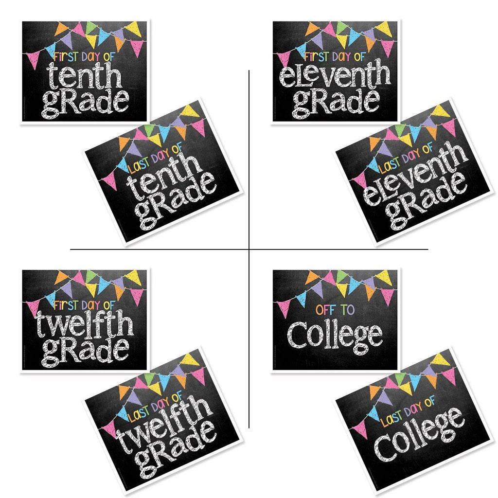 First & Last Day of School Signs | Photo Prop Deck | 17 Grades including T-K | Pastel Flags - Denise Albright® 