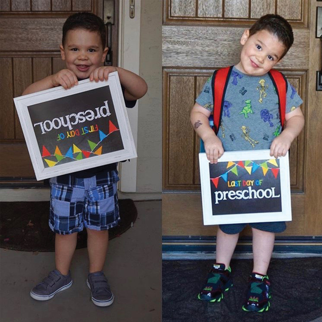 First & Last Day of School Signs | Photo Prop Deck | 17 Grades including T-K | Primary Flags - Denise Albright® 