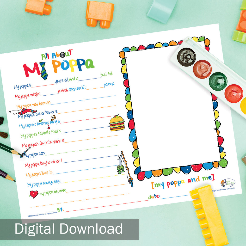 FREE Digital Download | About My Poppa | Grandparents Day, Birthday Gift | Print-ready, Delivered Instantly