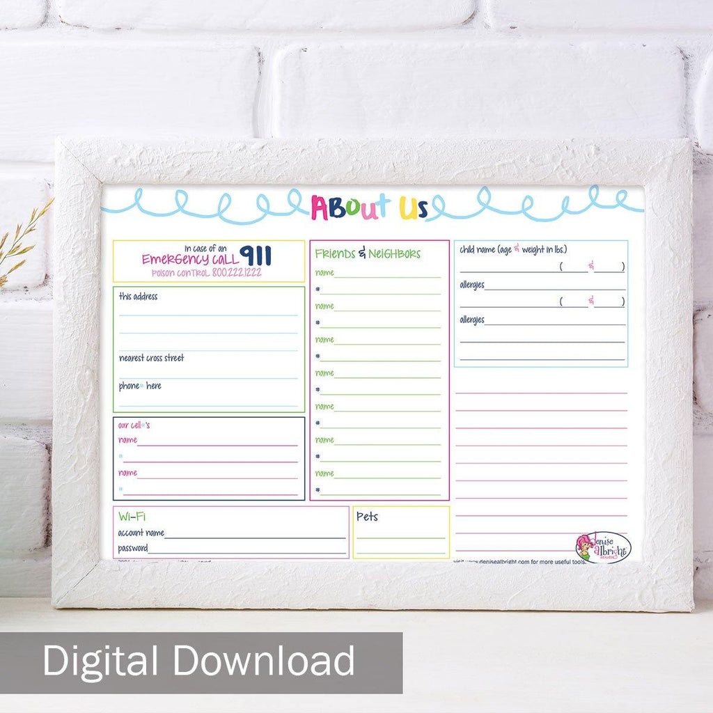 FREE Digital Download | About Us Home & Family Worksheet | All Bright & Cheery | Print-ready, Delivered Instantly - Denise Albright® 