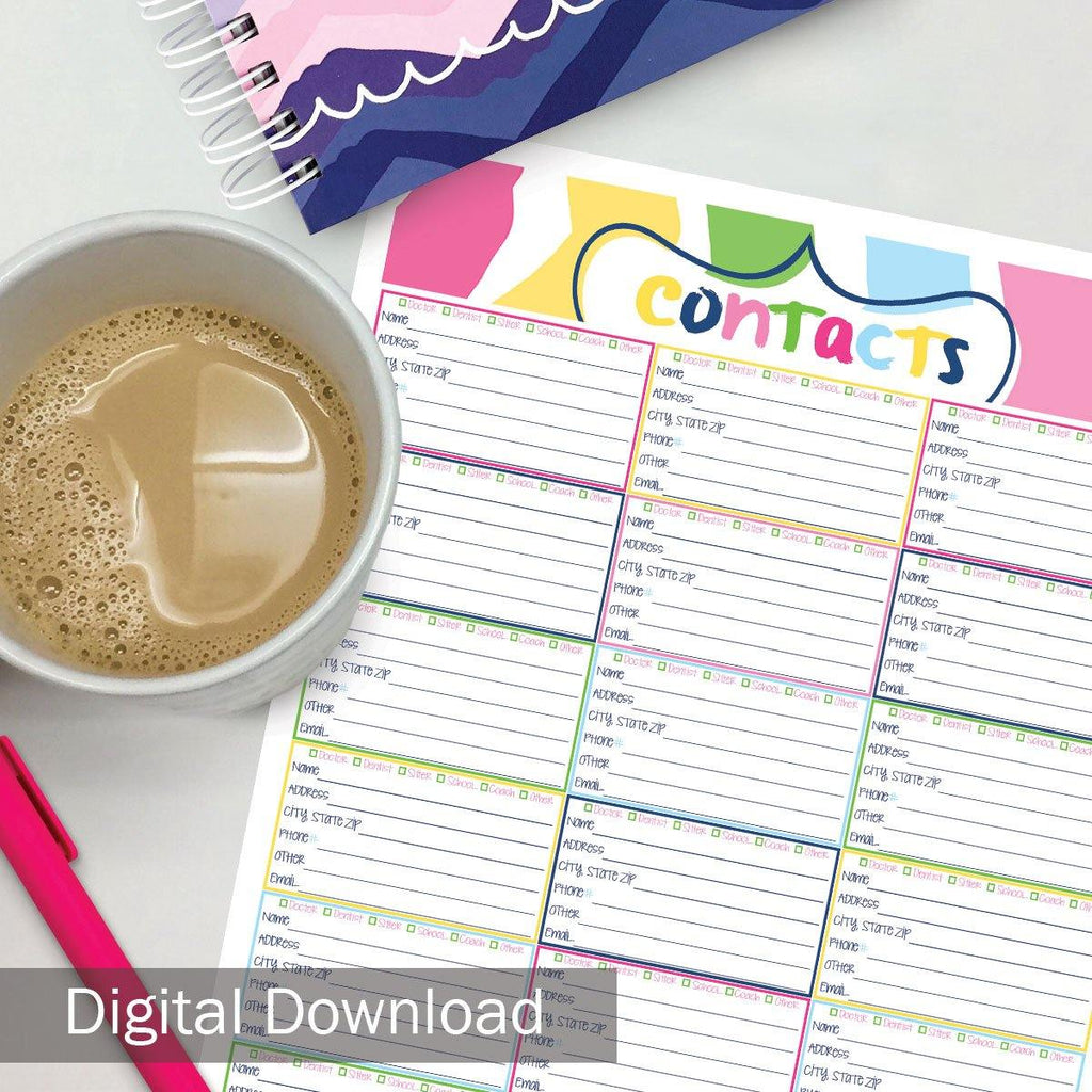 FREE Digital Download | Contacts Page | Print-ready, Delivered Instantly - Denise Albright® 