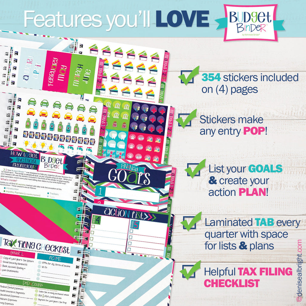 Budget Binder™ Bill Tracker Financial Planner | Stripes - Denise Albright® 