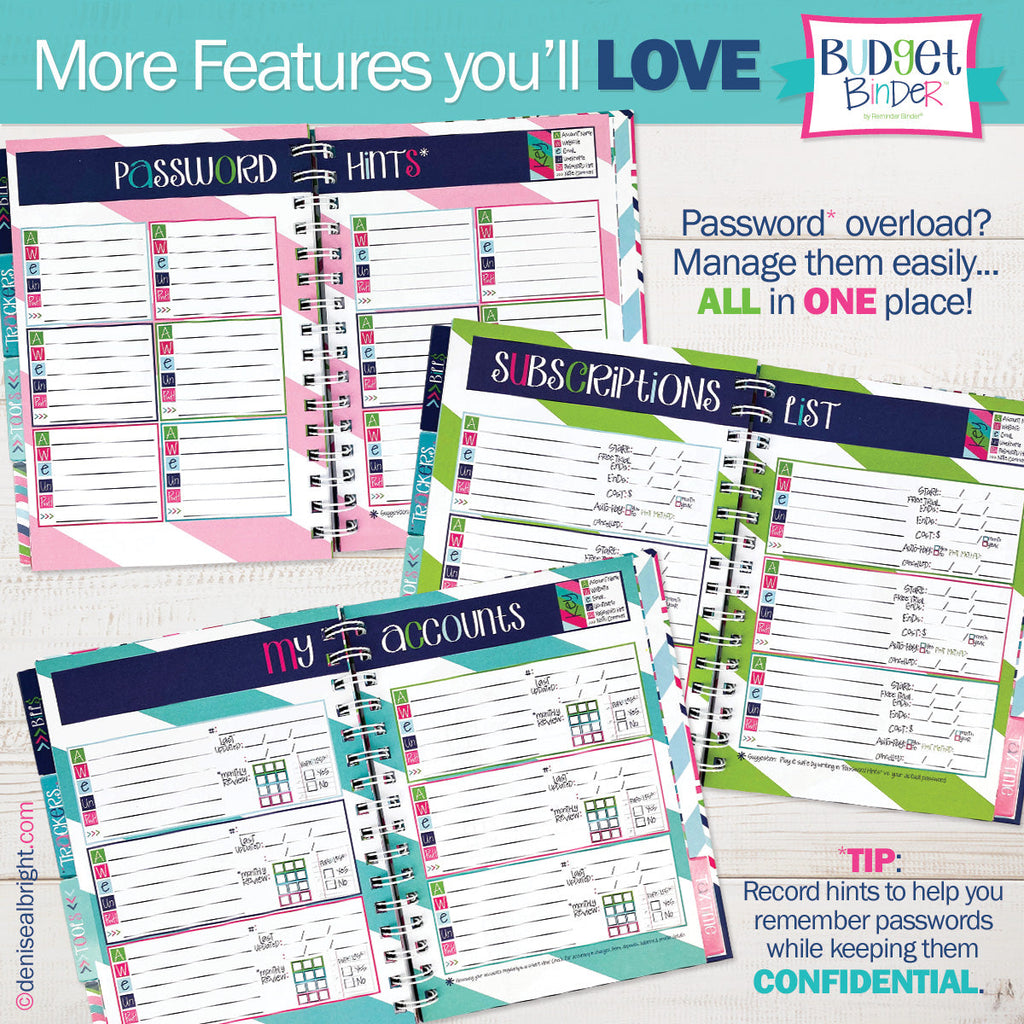 Budget Binder™ Bill Tracker Financial Planner | Chevi - Denise Albright® 