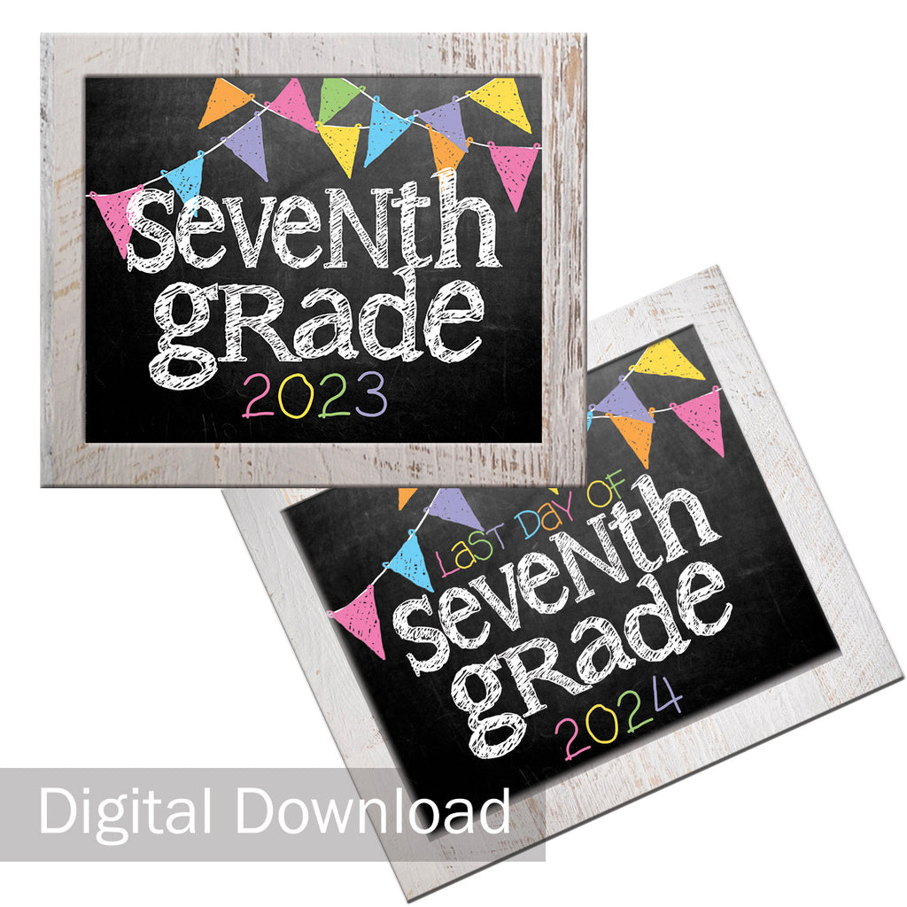2023-2024 First/Last Day of School Photo Prop Signs | 7th Grade | Pastel | Digital Download | Printable 8x10