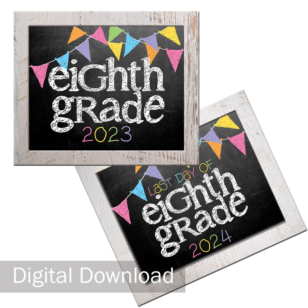 2023-2024 First/Last Day of School Photo Prop Signs | 8th Grade | Pastel | Digital Download | Printable 8x10