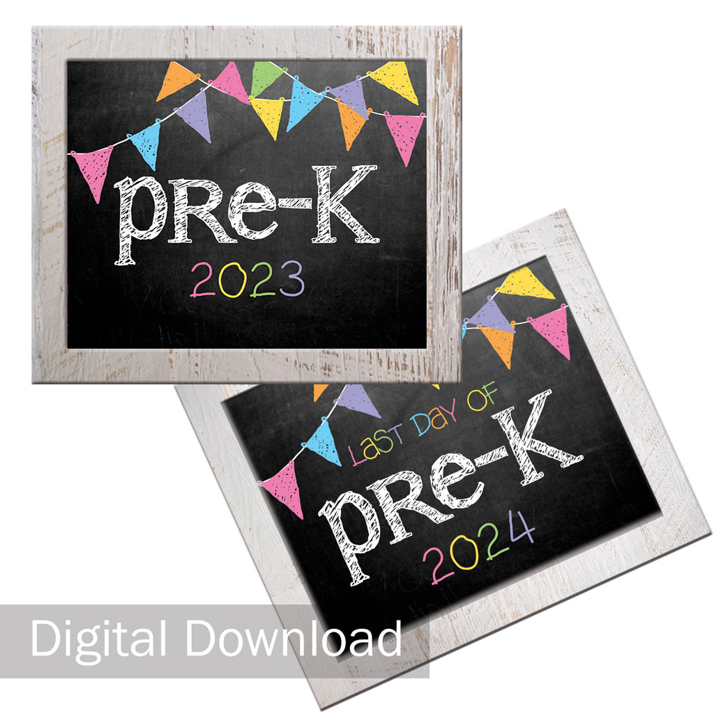 2023-2024 First/Last Day of School Photo Prop Signs | Pre-K | Pastel | Digital Download | Printable 8x10