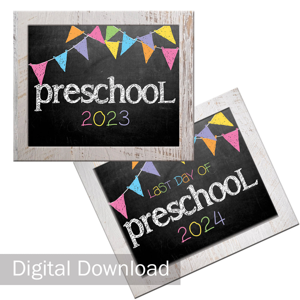 2023-2024 First/Last Day of School Photo Prop Signs | Preschool | Pastel | Digital Download | Printable 8x10