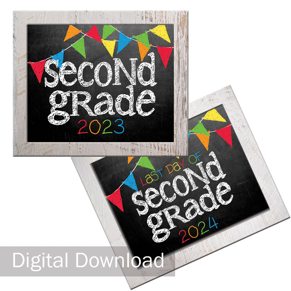 2023-2024 First/Last Day of School Photo Prop Signs | 2nd Grade | Primary | Digital Download | Printable 8x10