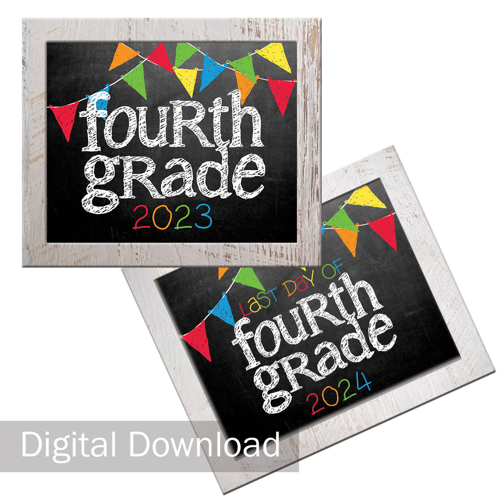 2023-2024 First/Last Day of School Photo Prop Signs | 4th Grade | Primary | Digital Download | Printable 8x10