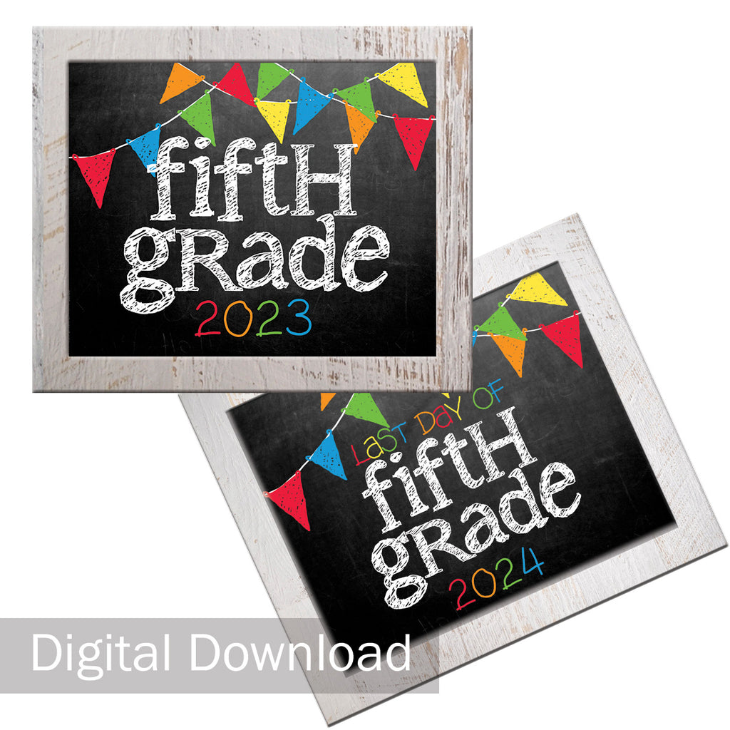 2023-2024 First/Last Day of School Photo Prop Signs | 5th Grade | Primary | Digital Download | Printable 8x10