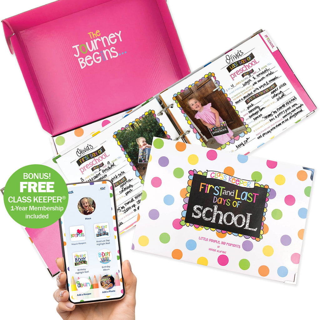 Class Keeper® School Days Memory Book + BONUS App Membership | Simple & Stylish Keepsake Album | (2) Styles