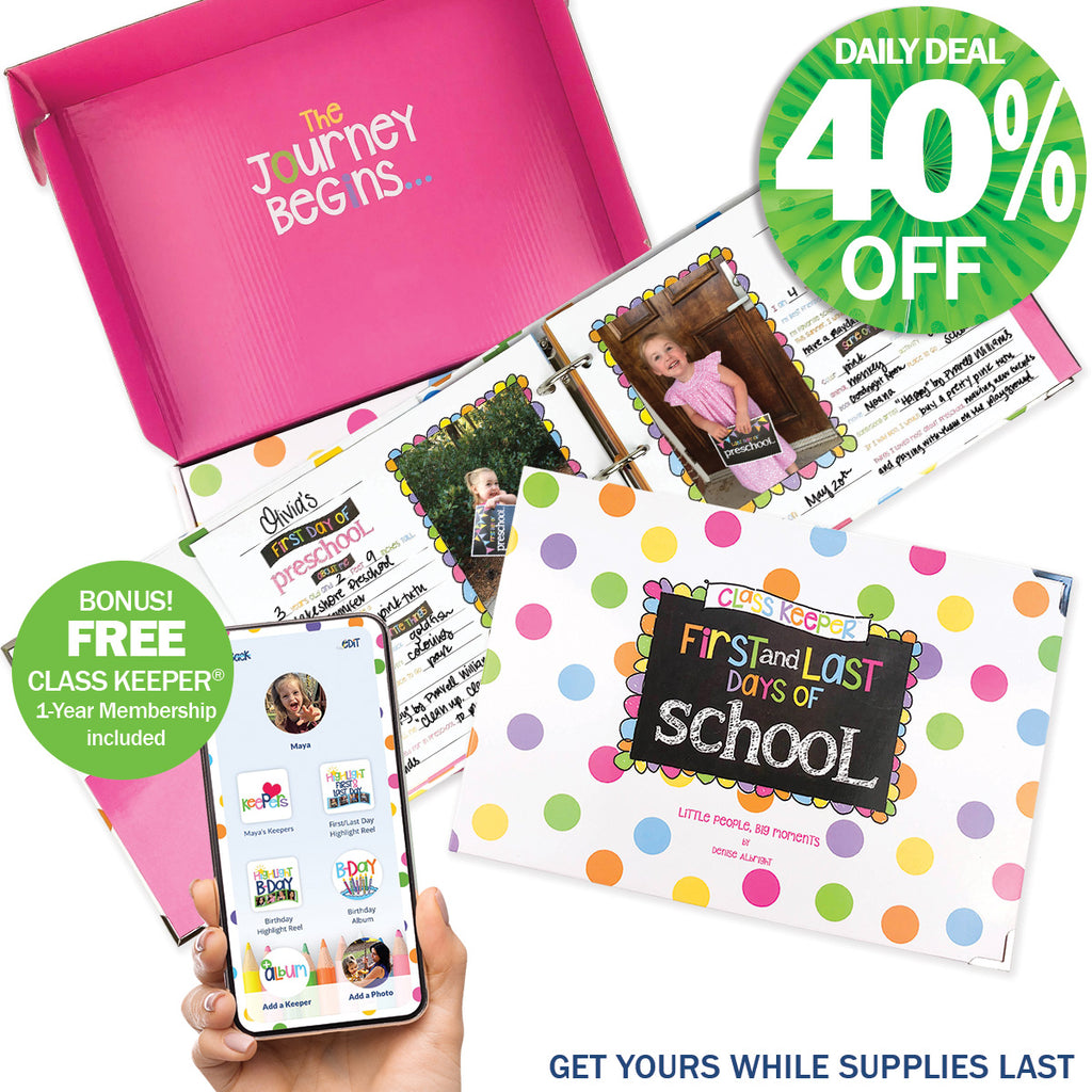 Class Keeper® School Days Memory Book + BONUS App Membership | Simple & Stylish Keepsake Album | Pastel Dots | Daily Deal | 3/7 - 3/9