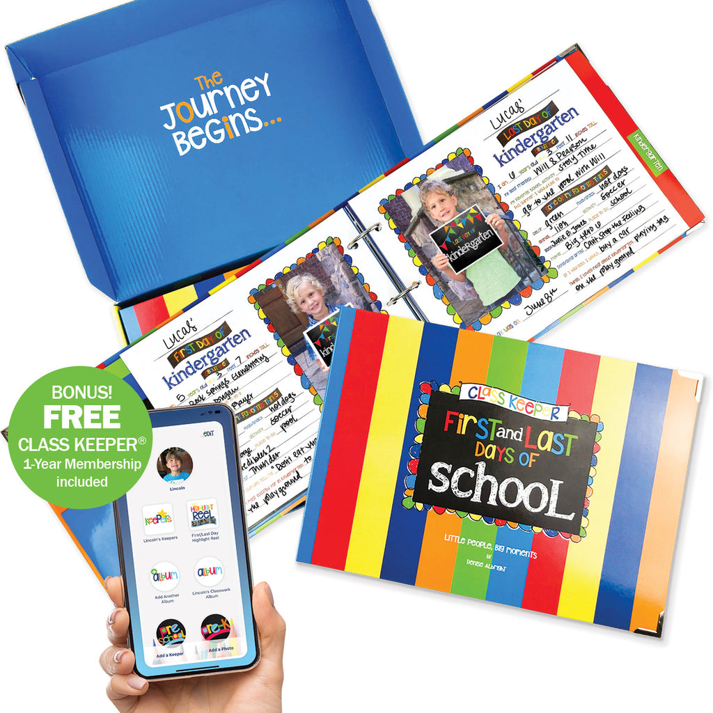 Class Keeper® School Days Memory Book + BONUS App Membership | Simple & Stylish Keepsake Album | (2) Styles