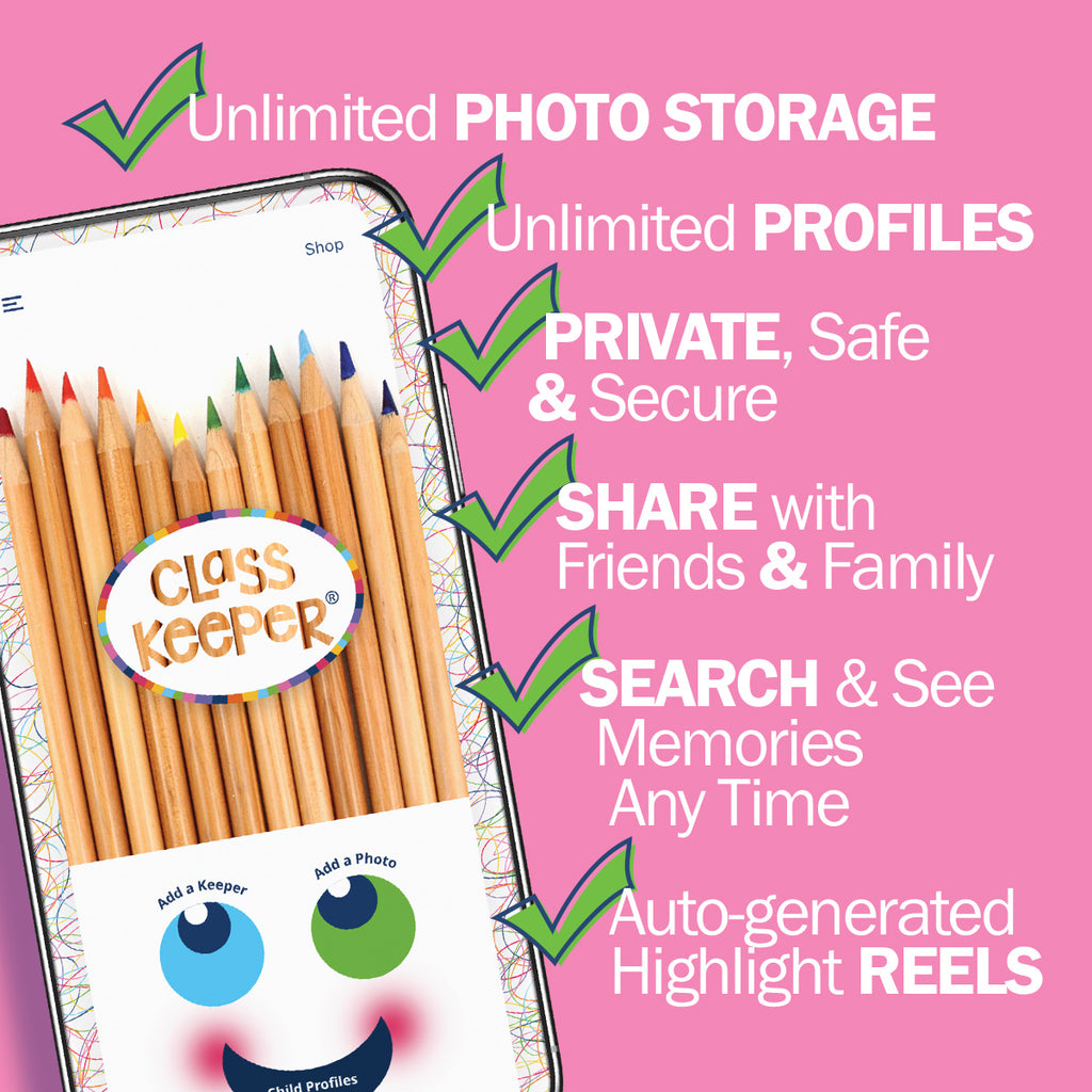 Mom Must-Have School Keepsake Kit | Class Keeper®, Photo Prop Deck & School Stickers + BONUS App Membership