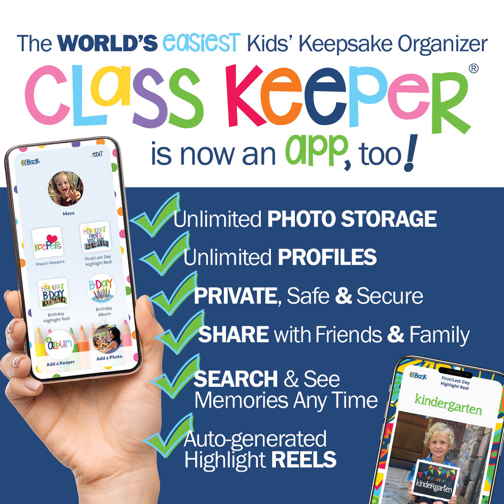 Class Keeper® School Days Memory Book + BONUS App Membership | Simple & Stylish Keepsake Album | (2) Styles