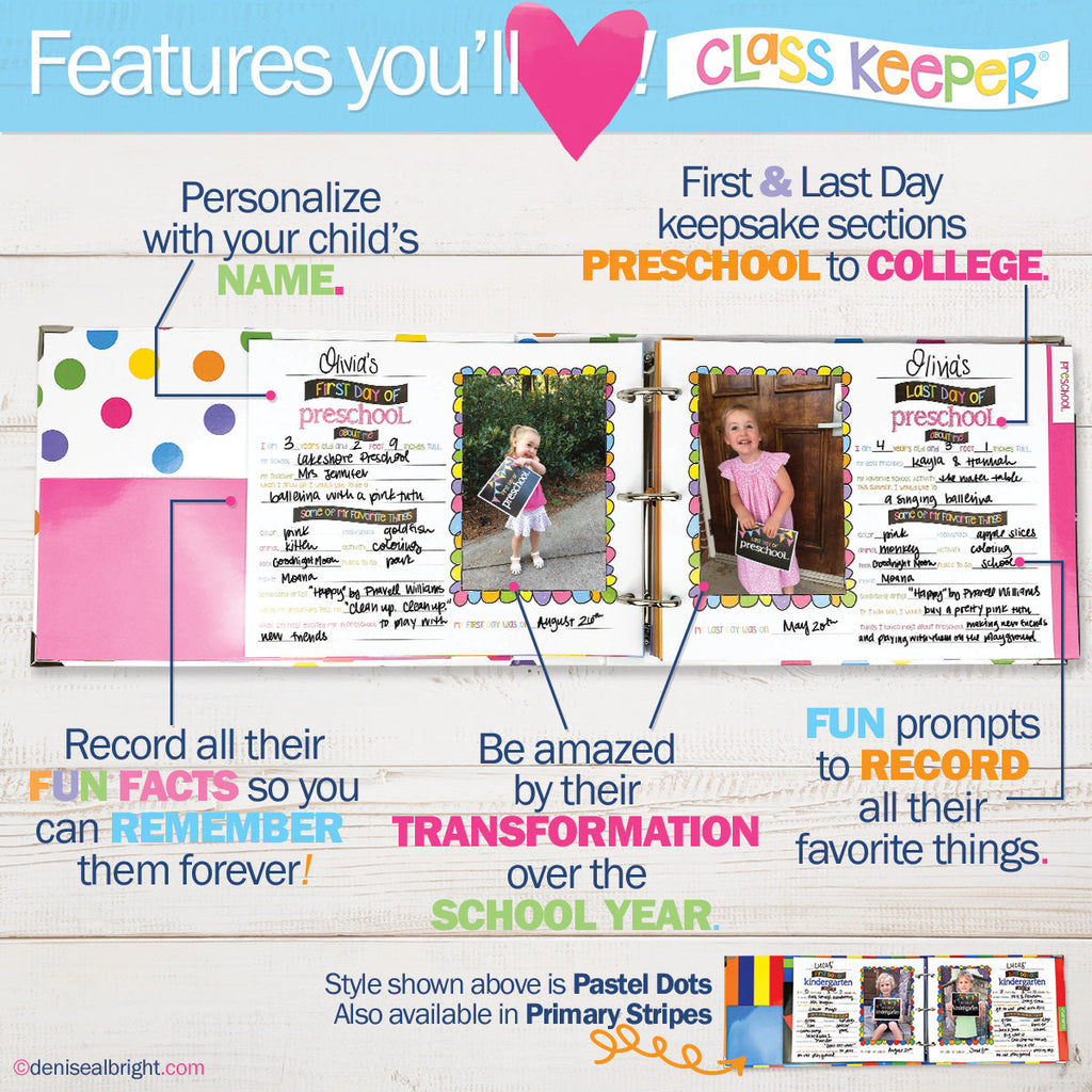 Class Keeper® School Days Memory Book + BONUS App Membership | Simple & Stylish Keepsake Album | Pastel Dots | Daily Deal | 3/7 - 3/9