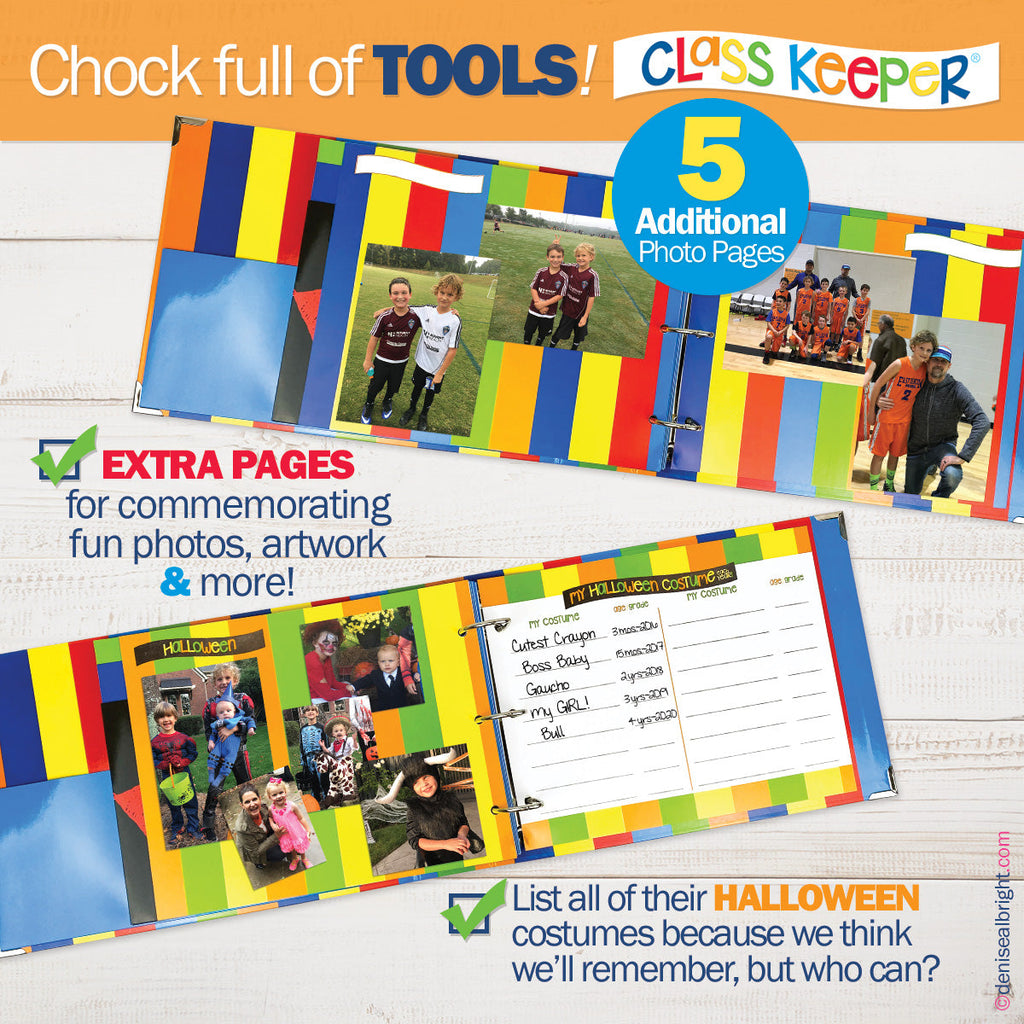 Class Keeper® School Days Memory Book + BONUS App Membership | Simple & Stylish Keepsake Album | Primary Stripes | Daily Deal | 3/7 - 3/9