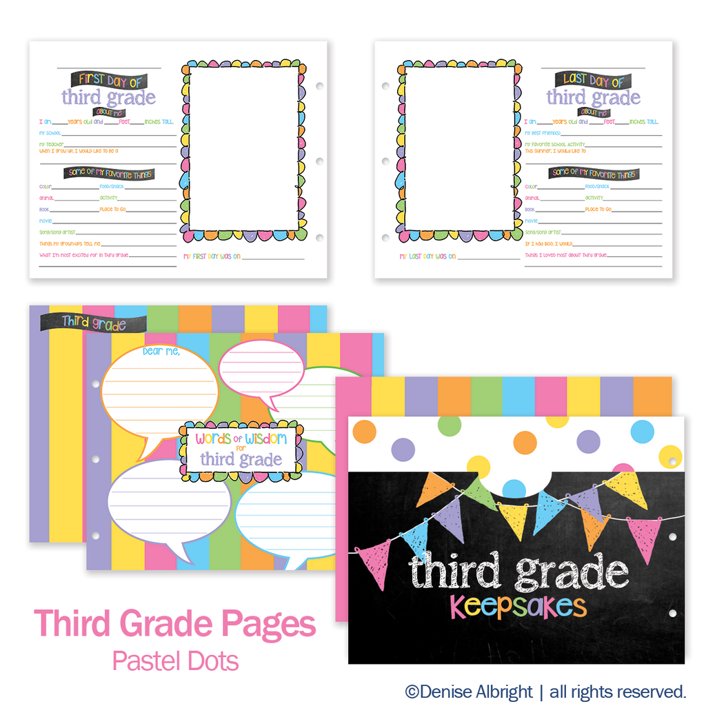NEW! Extra Class Keeper® School Memory Book Replacement Sets of Pages | Pastel Dots