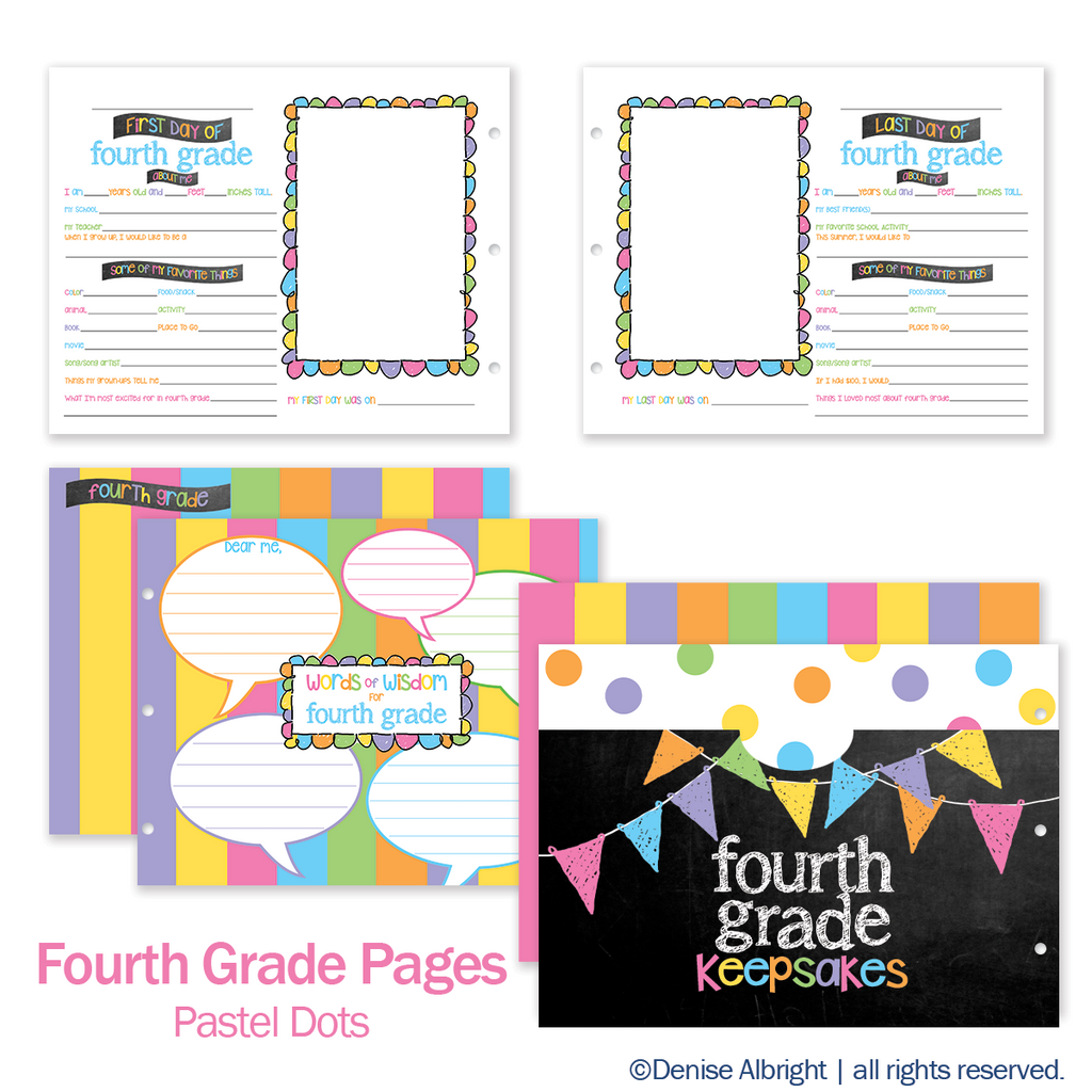 NEW! Extra Class Keeper® School Memory Book Replacement Sets of Pages | Pastel Dots
