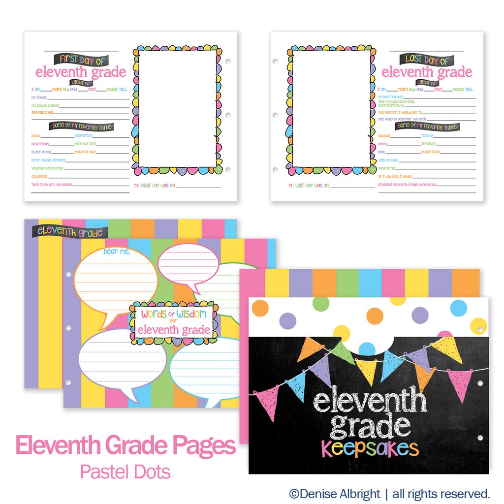 NEW! Extra Class Keeper® School Memory Book Replacement Sets of Pages | Pastel Dots