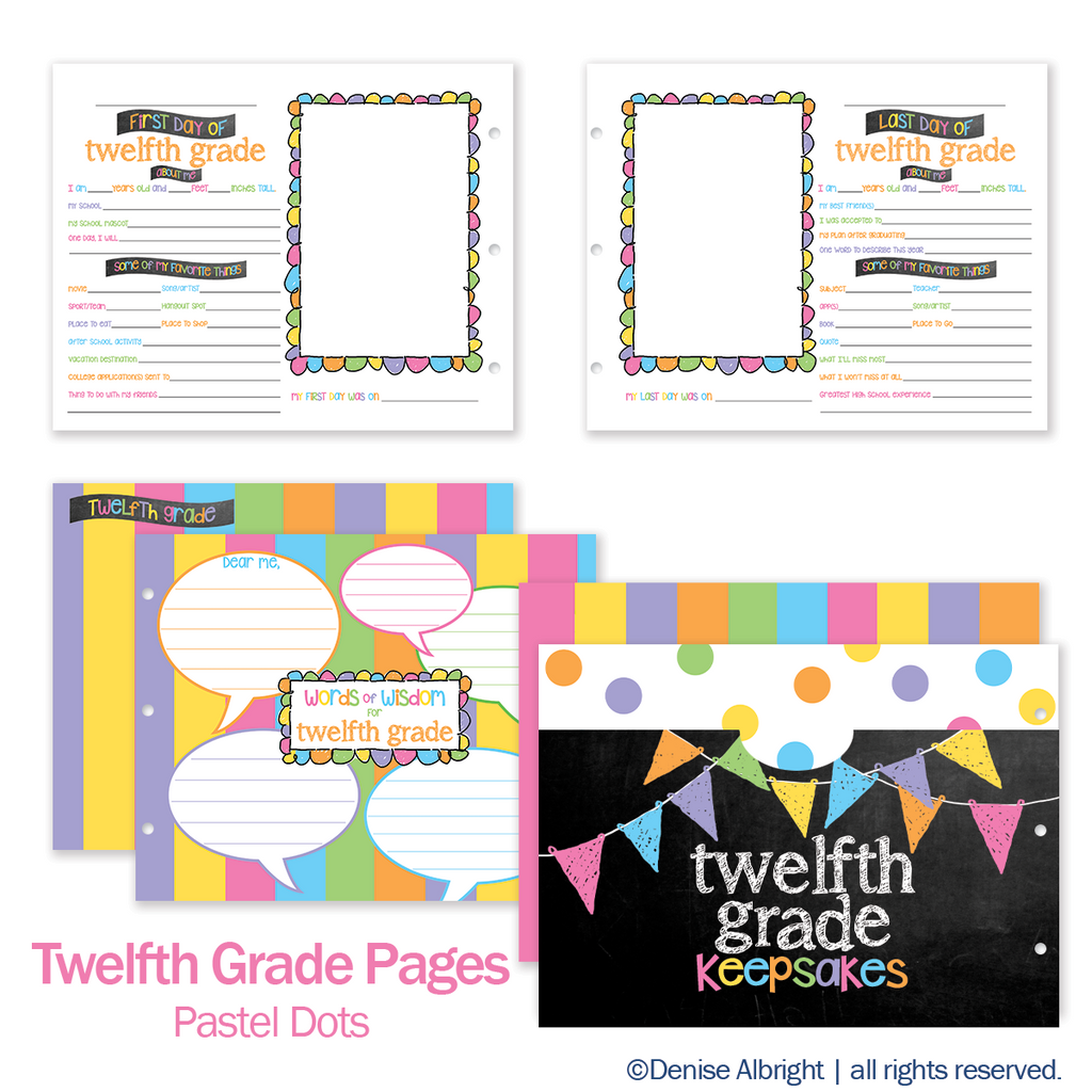 NEW! Extra Class Keeper® School Memory Book Replacement Sets of Pages | Pastel Dots