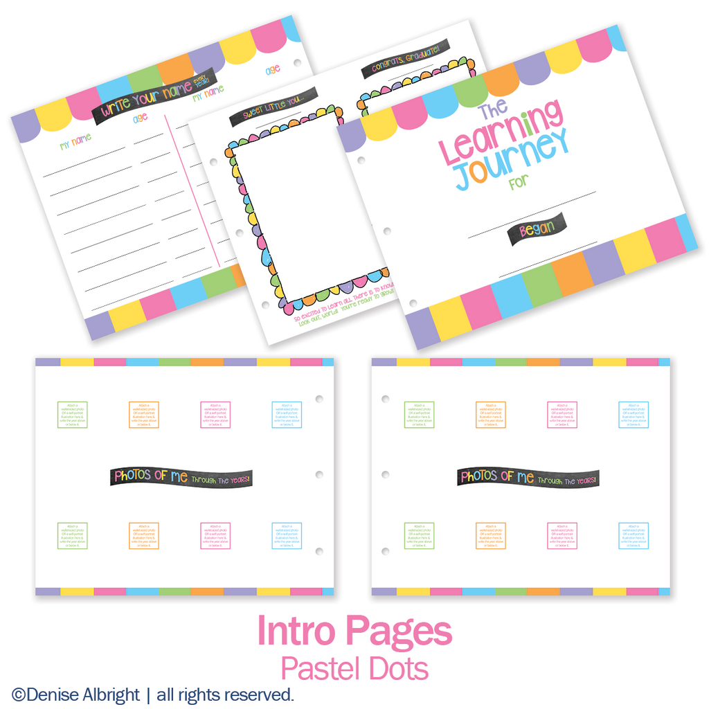 NEW! Extra Class Keeper® School Memory Book Replacement Sets of Pages | Pastel Dots