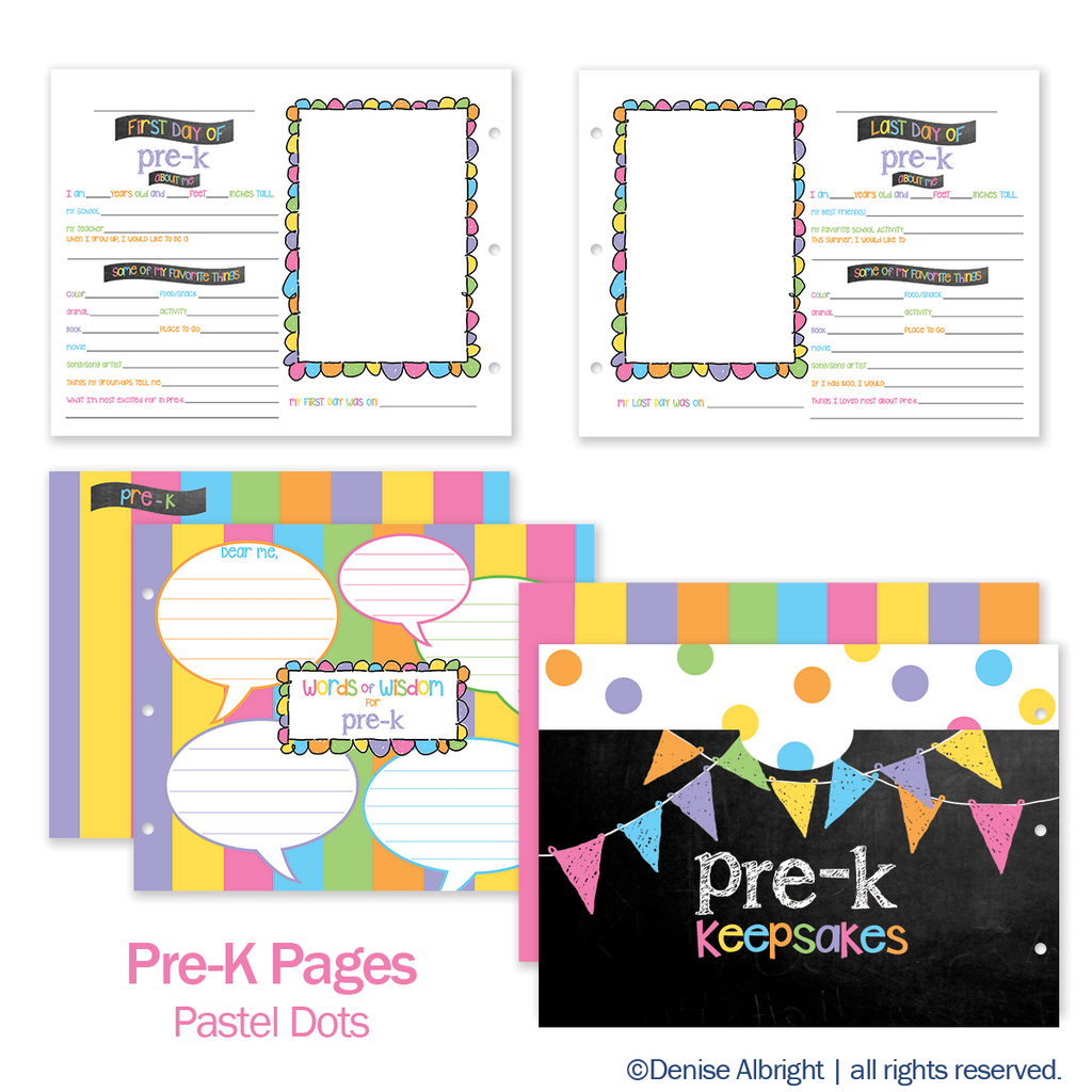 NEW! Extra Class Keeper® School Memory Book Replacement Sets of Pages | Pastel Dots