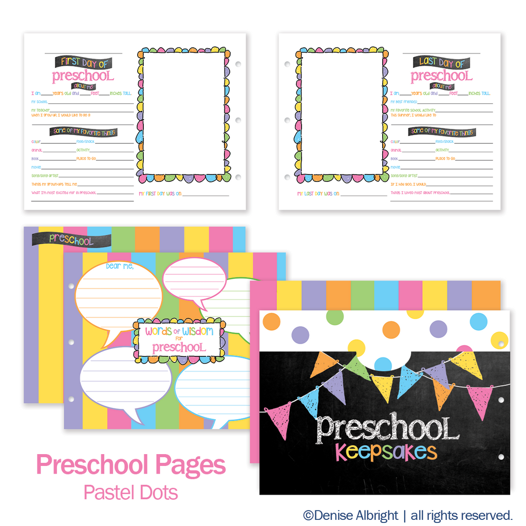 NEW! Extra Class Keeper® School Memory Book Replacement Sets of Pages | Pastel Dots