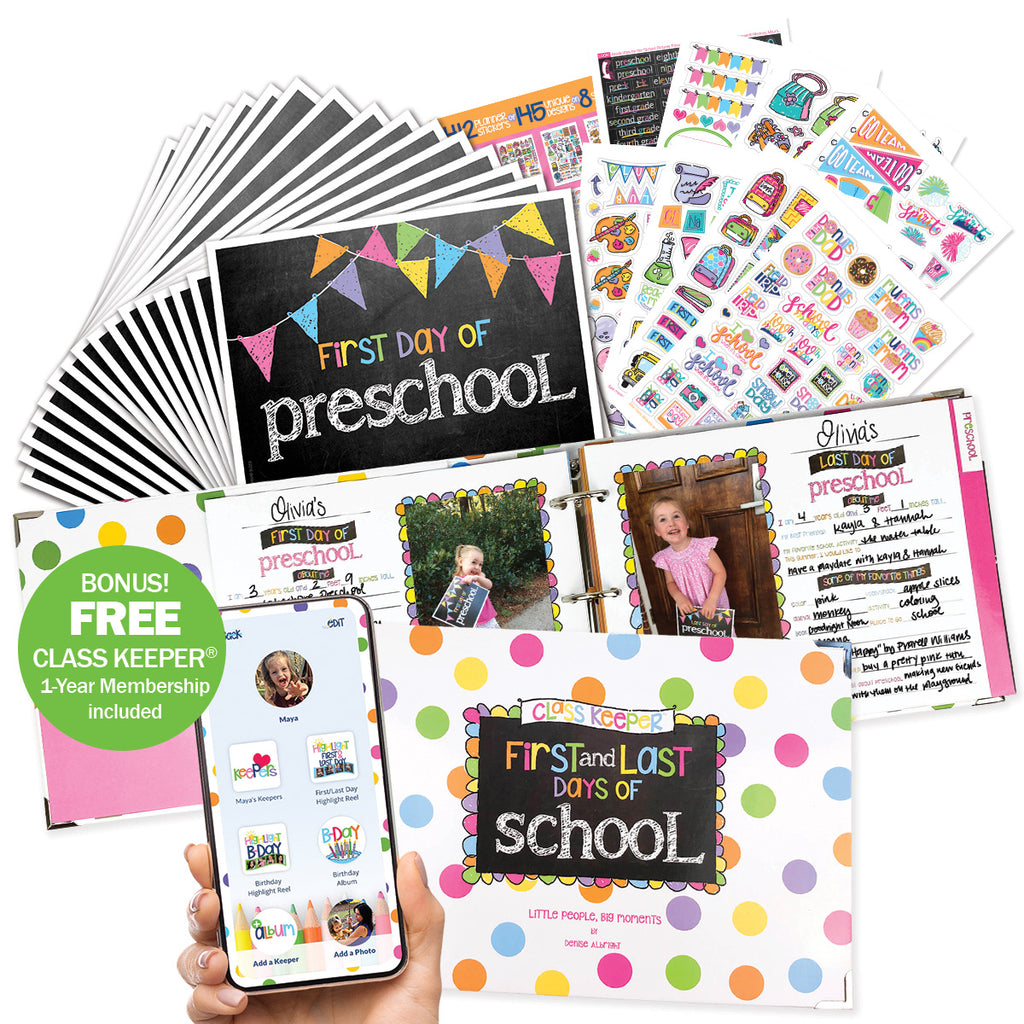 Mom Must-Have School Keepsake Kit | Class Keeper®, Photo Prop Deck & School Stickers + BONUS App Membership