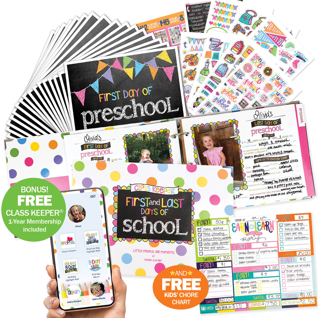 PRE-ORDER Mom Must-Have School Keepsake Kit | Class Keeper®, Photo Prop Deck & School Stickers + BONUS App Membership