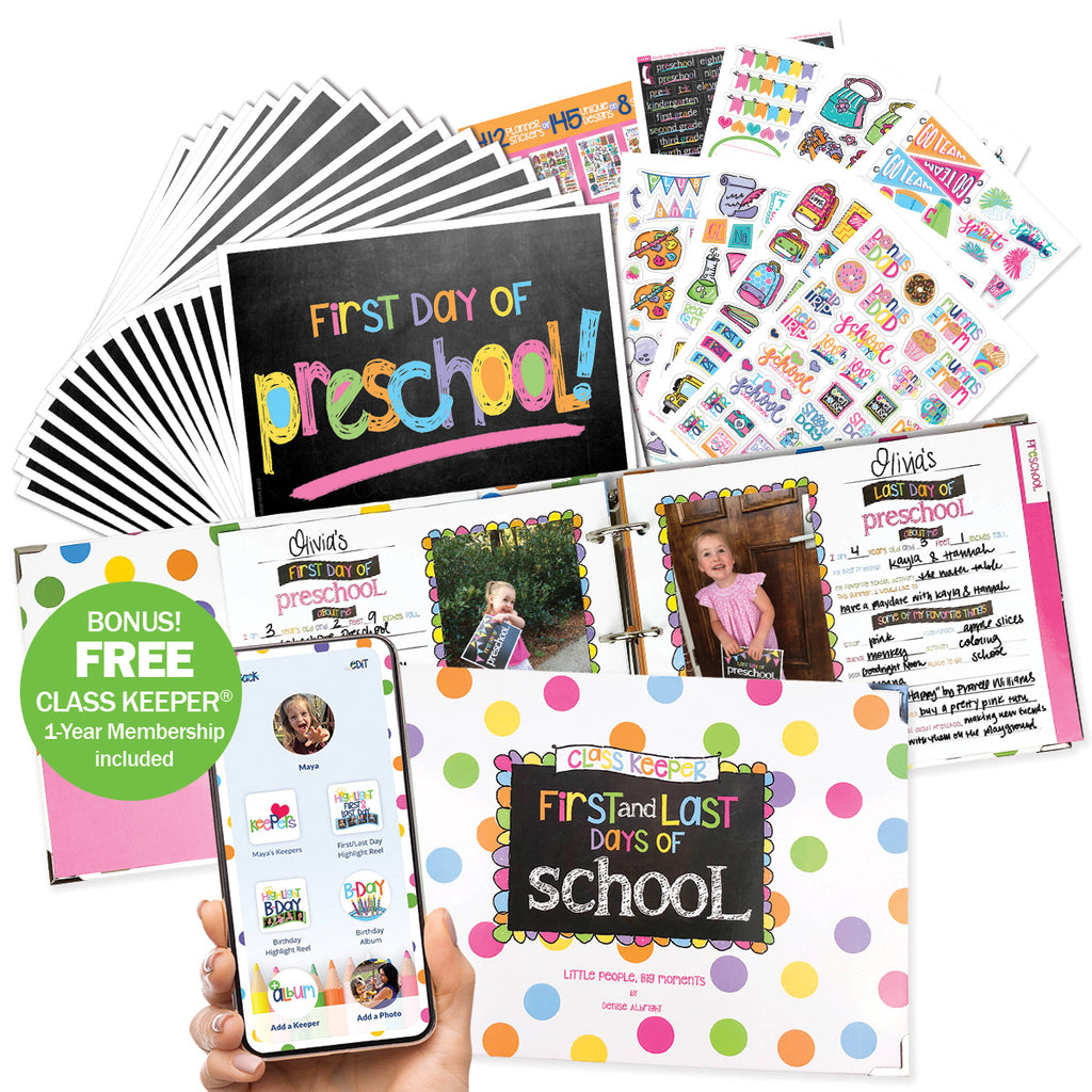 Mom Must-Have School Keepsake Kit | Class Keeper®, Photo Prop Deck & School Stickers + BONUS App Membership