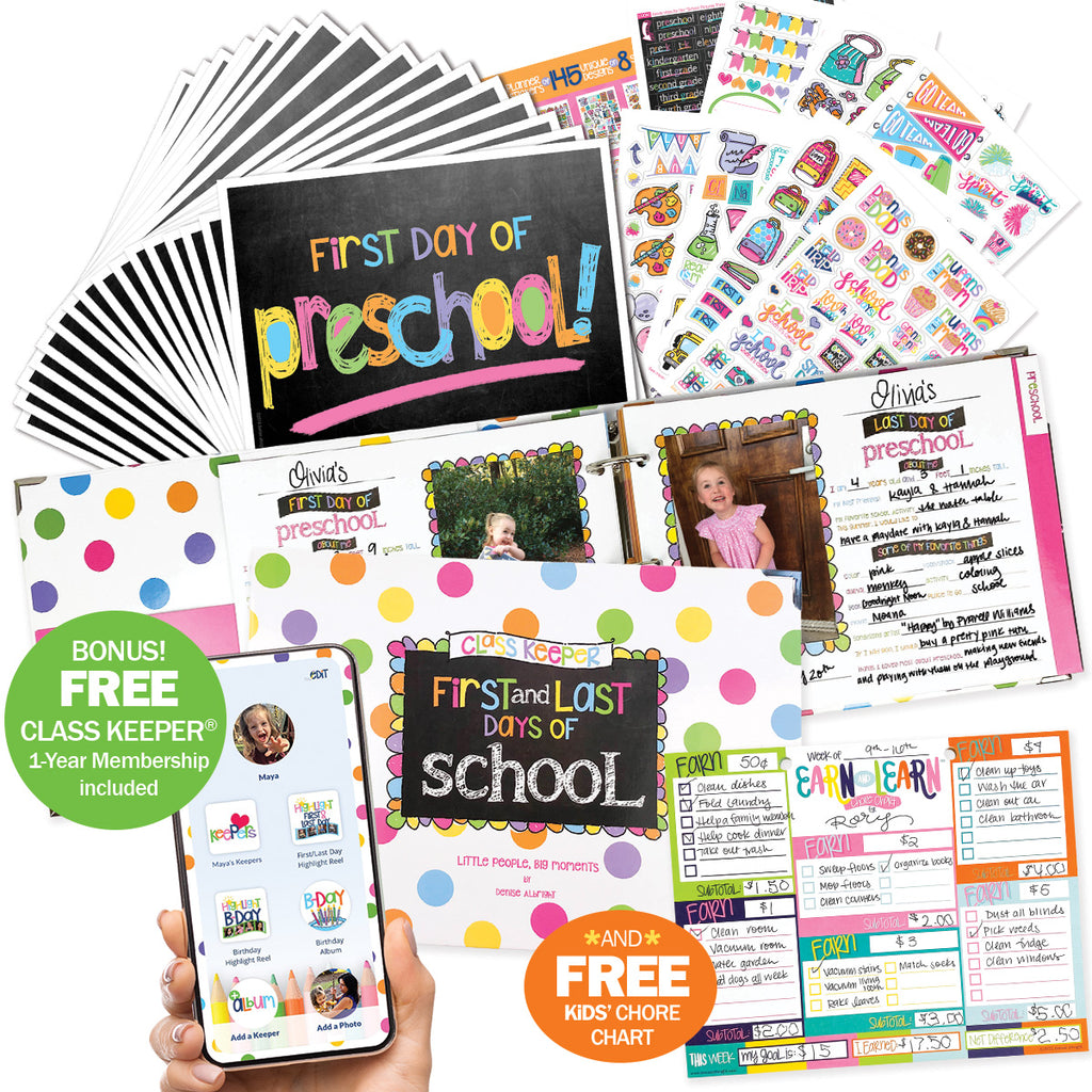 PRE-ORDER Mom Must-Have School Keepsake Kit | Class Keeper®, Photo Prop Deck & School Stickers + BONUS App Membership