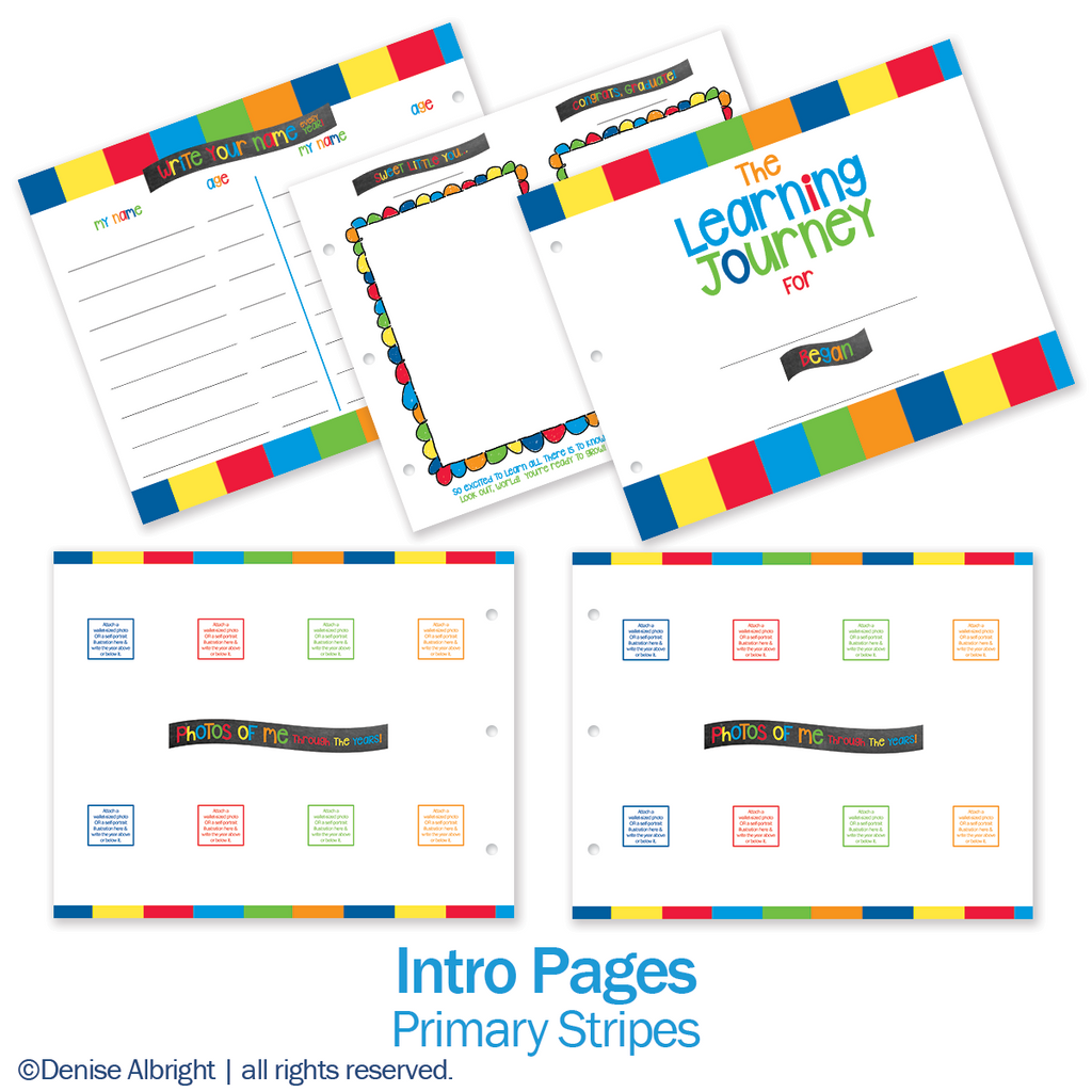 NEW! Extra Class Keeper® School Memory Book Replacement Sets of Pages | Primary Stripes