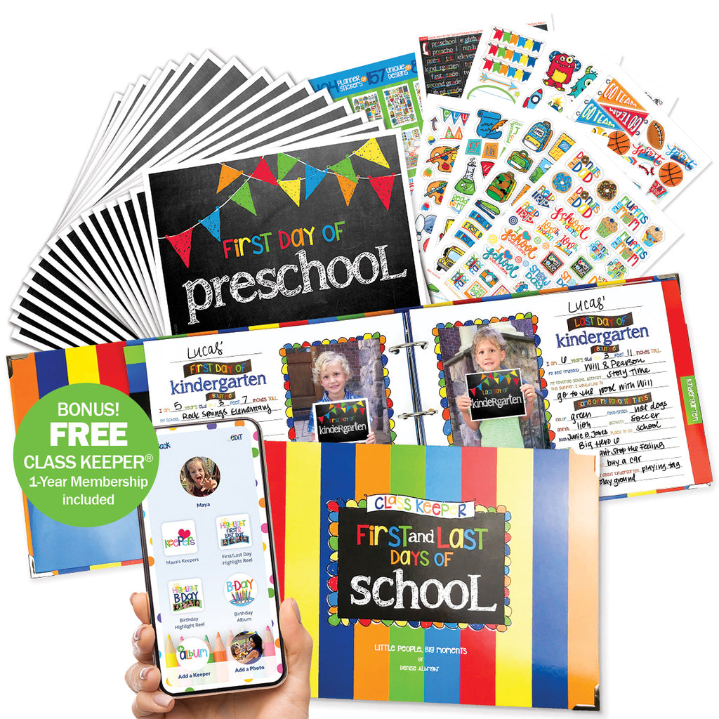 Mom Must-Have School Keepsake Kit | Class Keeper®, Photo Prop Deck & School Stickers + BONUS App Membership