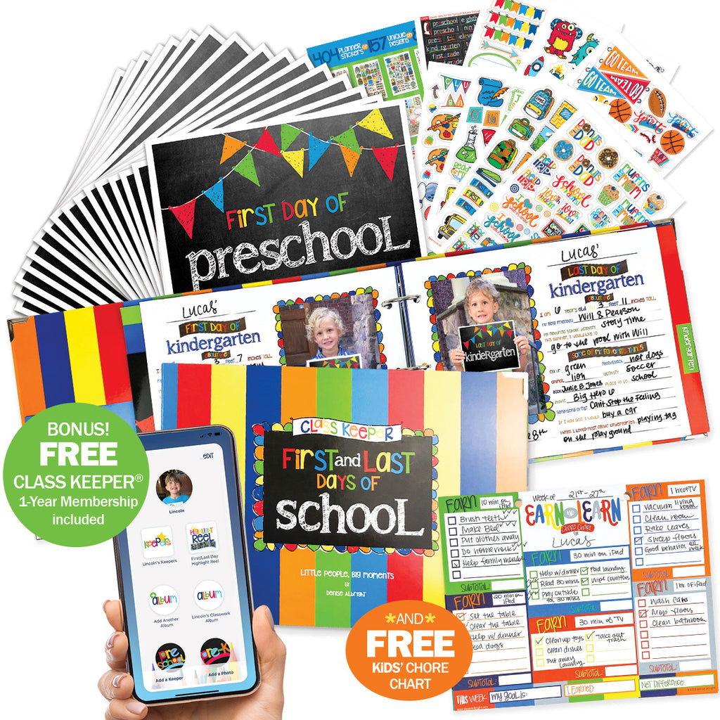 PRE-ORDER Mom Must-Have School Keepsake Kit | Class Keeper®, Photo Prop Deck & School Stickers + BONUS App Membership