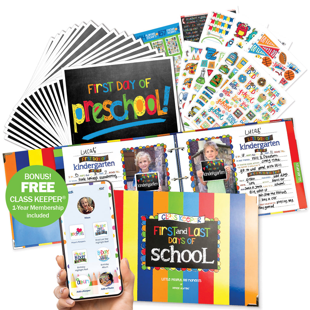 Mom Must-Have School Keepsake Kit | Class Keeper®, Photo Prop Deck & School Stickers + BONUS App Membership