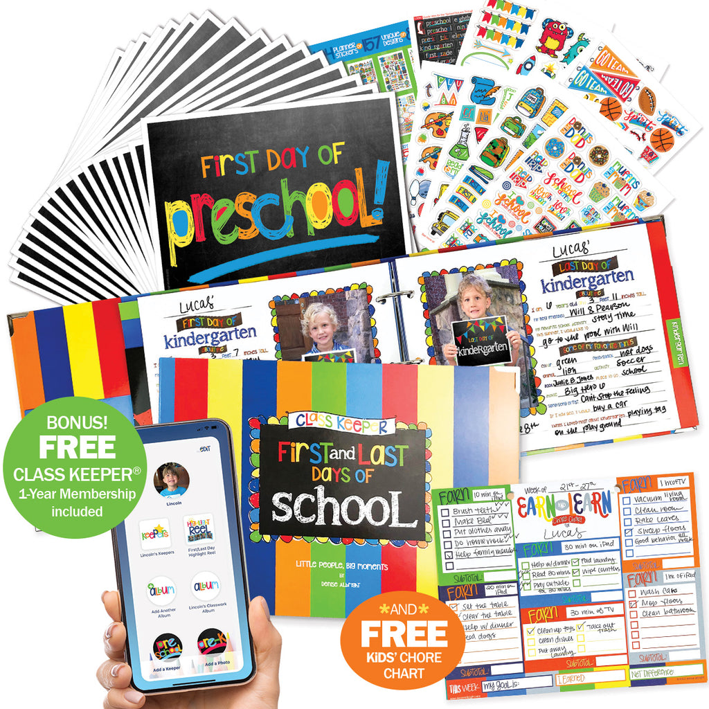 PRE-ORDER Mom Must-Have School Keepsake Kit | Class Keeper®, Photo Prop Deck & School Stickers + BONUS App Membership