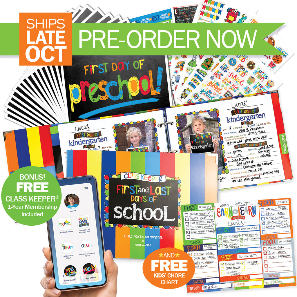 PRE-ORDER Mom Must-Have School Keepsake Kit | Class Keeper®, Photo Prop Deck & School Stickers + BONUS App Membership