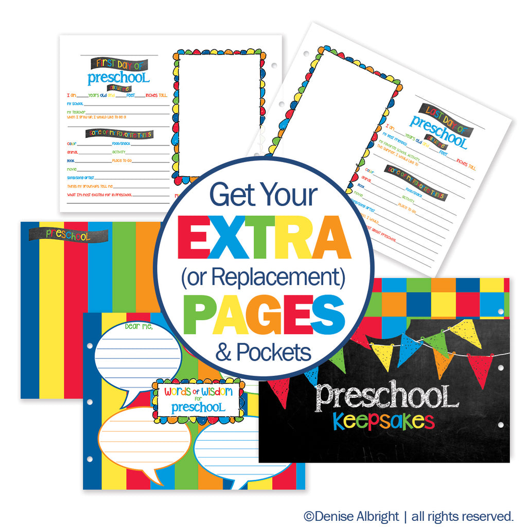 NEW! Extra Class Keeper® School Memory Book Replacement Sets of Pages | Primary Stripes