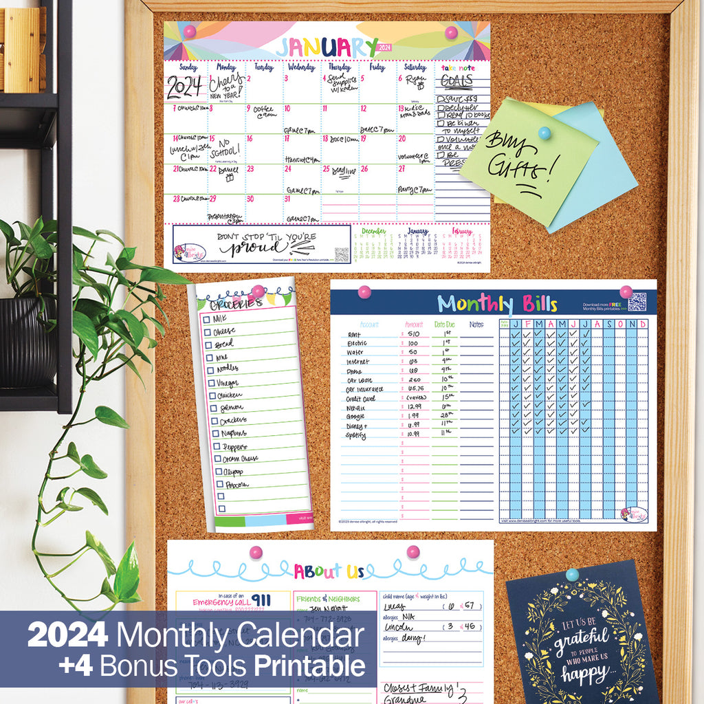 Printable 2024 Organizer Kit | Monthly Calendar + Bonus Tools | Print-ready, Delivered Instantly
