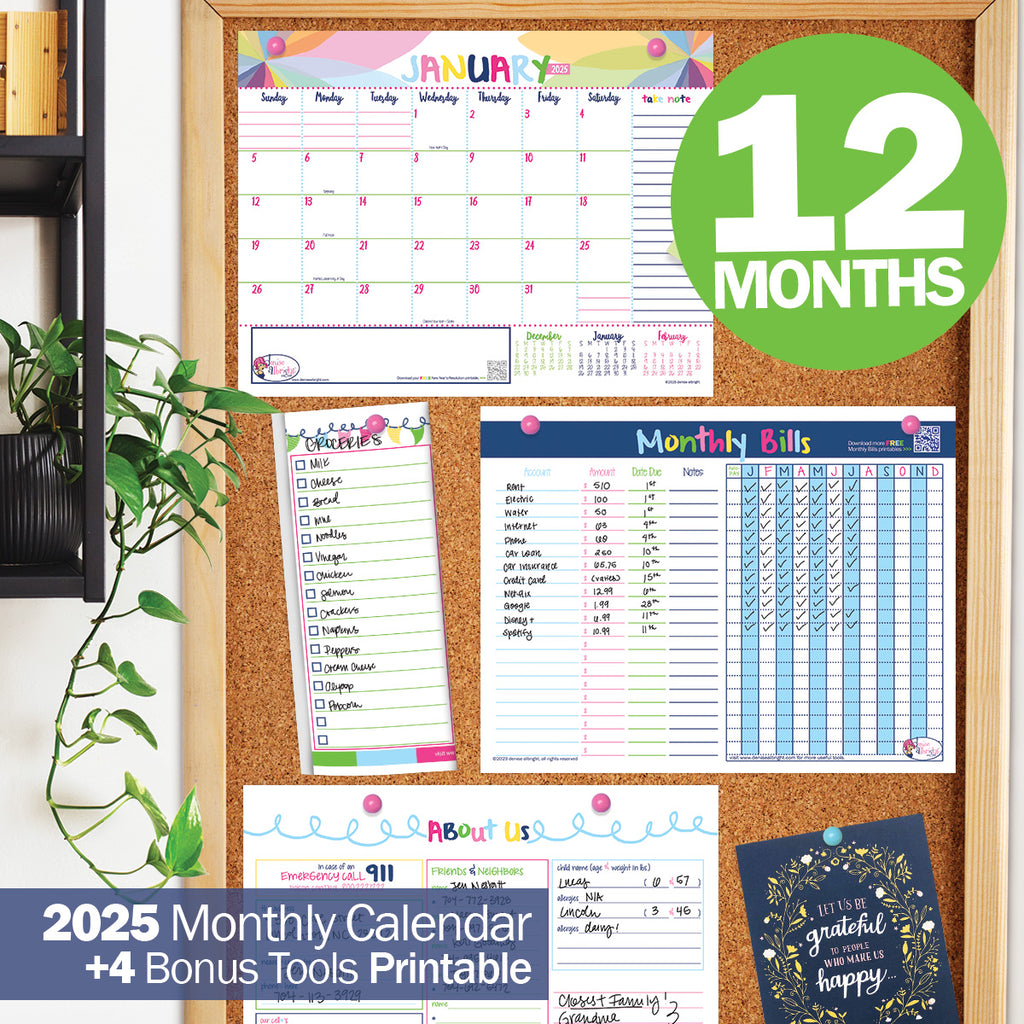 NEW Printable 2025 Organizer Kit | Monthly Calendar + Bonus Tools | Print-ready, Delivered Instantly