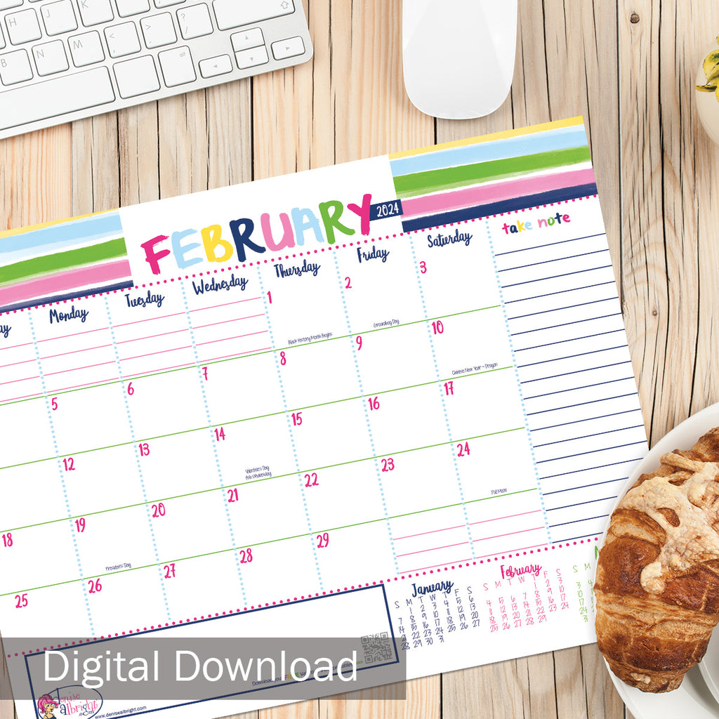 FREE Digital Download | February 2024 Monthly View Calendar | Print-ready, Delivered Instantly