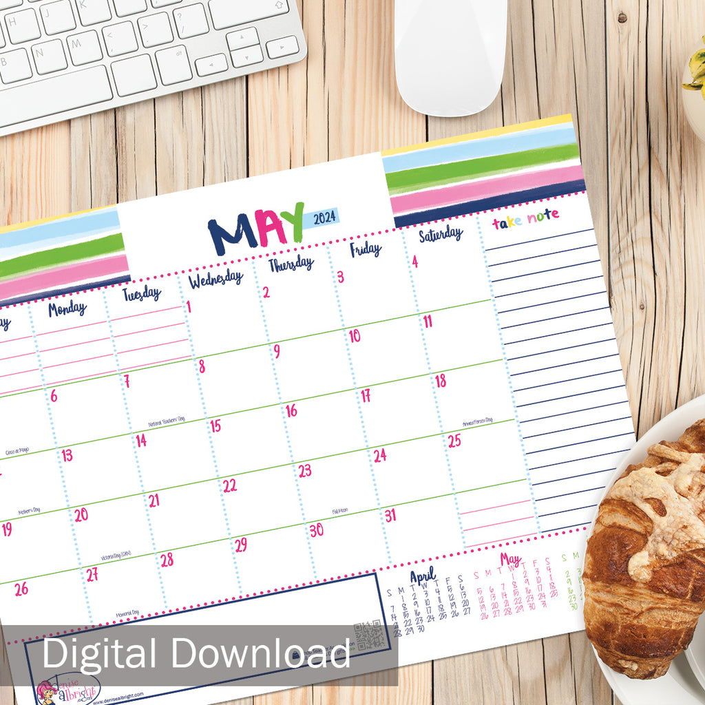 FREE Digital Download | May 2024 Monthly View Calendar | Print-ready, Delivered Instantly