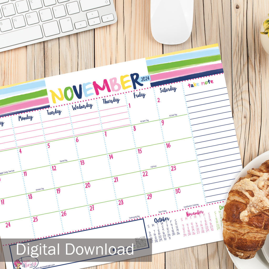 FREE Digital Download | November 2024 Monthly View Calendar | Print-ready, Delivered Instantly